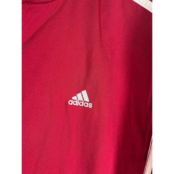 Adidas Jacket Mens Large Red White 3 Stripes Full Zip Up Track Casual Classic - Picture 5 of 13